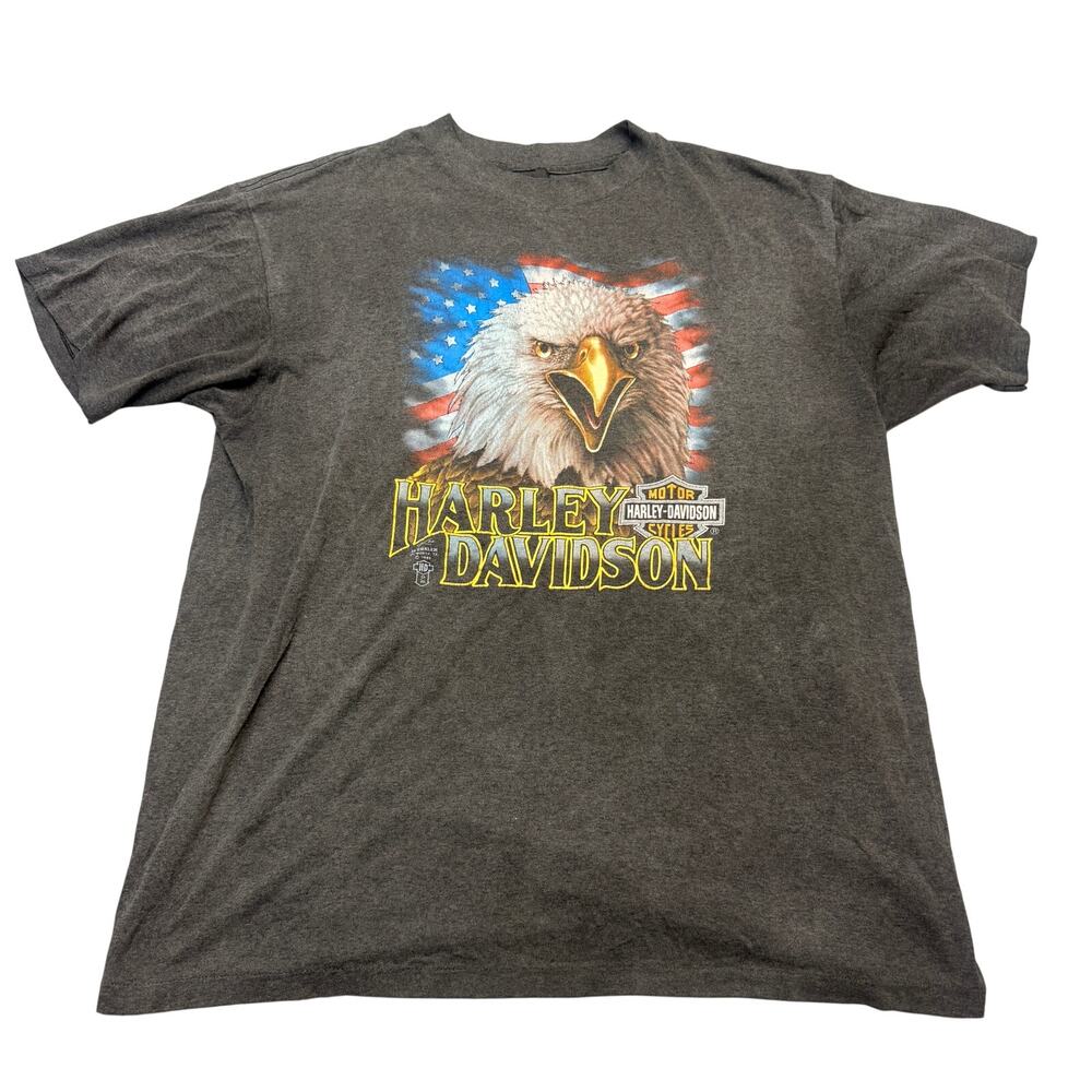 Vintage 1988 3D Emblem Harley Davidson Eagle Flag Shirt Men's XL Single Stitch